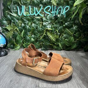 A+ Papillio Glenda Birkenstock Wedge Sandals 40 Womens 9 Ankle Strap Brown